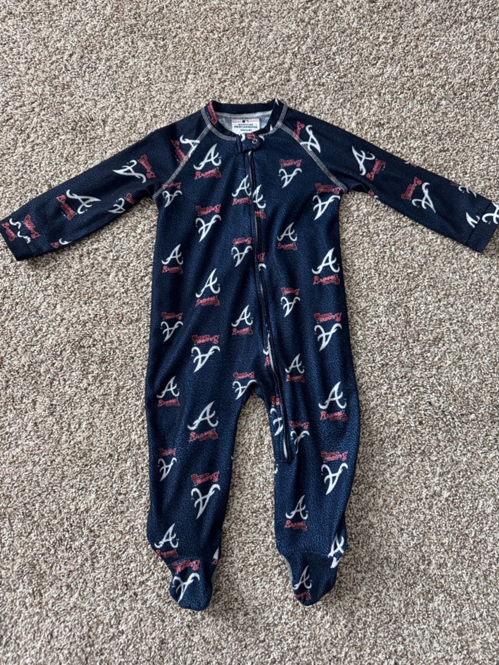 Atlanta Braves Navy Footed One-Piece for Kids